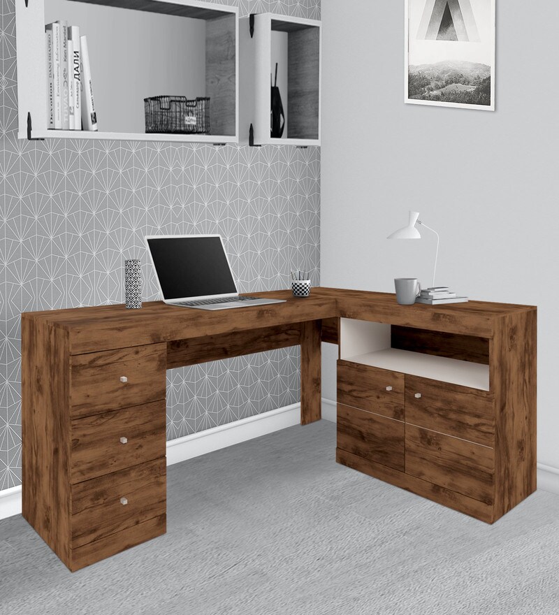 Buy Job Executive Desk in Jatoba & White Finish by Colibri Online Executive Desks Office