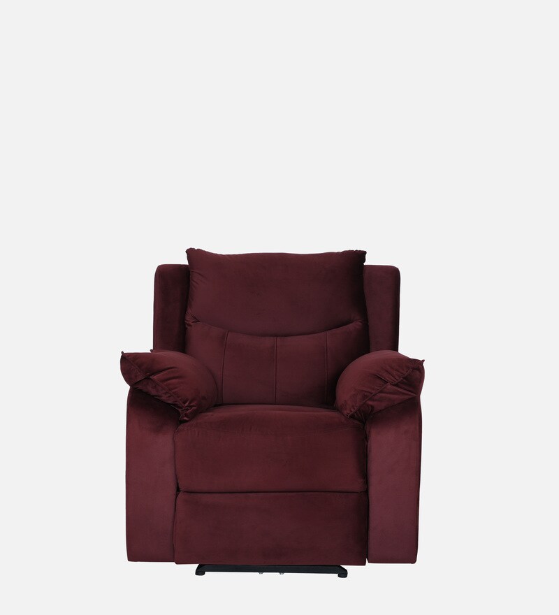 Buy Joey Velvet Motorized 1 Seater Recliner in Wine Red Colour by