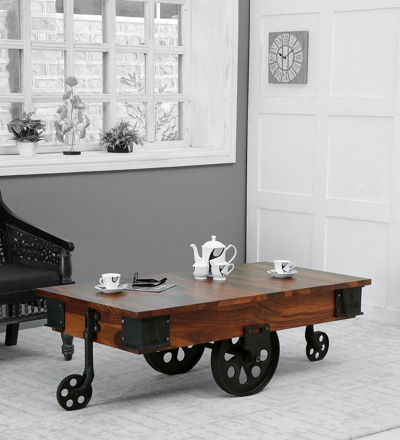 rectangular coffee table with wheels