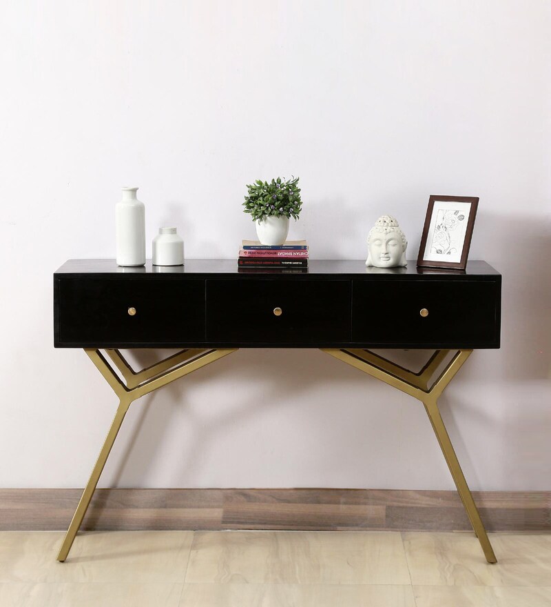 walnut finish console table