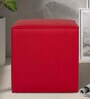 Joan Leatherette Pouffe in Red Colour