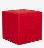 Joan Leatherette Pouffe in Red Colour