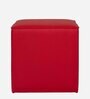 Joan Leatherette Pouffe in Red Colour