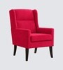 Joan Walnut Finish Boucle Wing Chair In Red Colour