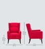 Joan Walnut Finish Boucle Wing Chair In Red Colour