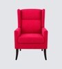 Joan Walnut Finish Boucle Wing Chair In Red Colour