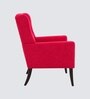 Joan Walnut Finish Boucle Wing Chair In Red Colour