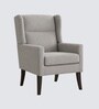 Joan Walnut Finish Boucle Chair In White Colour