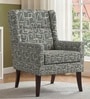 Joan Walnut Finish Printed Canvas Geometry Arm Chair In Green Colour Joan Walnut Finish Printed Canvas Geometry Arm Chair In Green Colour