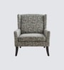 Joan Walnut Finish Printed Canvas Geometry Arm Chair In Green Colour Joan Walnut Finish Printed Canvas Geometry Arm Chair In Green Colour