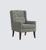 Joan Walnut Finish Printed Canvas Geometry Arm Chair In Green Colour Joan Walnut Finish Printed Canvas Geometry Arm Chair In Green Colour