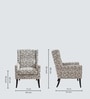 Joan Walnut Finish Printed Canvas Geometry Arm Chair In White Colour Joan Walnut Finish Printed Canvas Geometry Arm Chair In White Colour