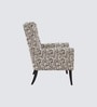 Joan Walnut Finish Printed Canvas Geometry Arm Chair In White Colour Joan Walnut Finish Printed Canvas Geometry Arm Chair In White Colour