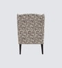 Joan Walnut Finish Printed Canvas Geometry Arm Chair In White Colour Joan Walnut Finish Printed Canvas Geometry Arm Chair In White Colour