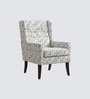 Joan Walnut Finish Printed Human Canvas Arm Chair In White Colour