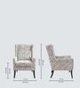 Joan Walnut Finish Printed Human Canvas Arm Chair In White Colour