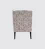 Joan Walnut Finish Printed Human Canvas Arm Chair In White Colour