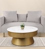 Joanna Marble Coffee Table In White & Gold Color