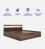 Joben Queen Size Bed In Walnut Melamine Finish With Box Storage