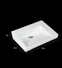 Rectangular Shape Ceramic White Wall Mounted Wash Basin (L: 22, W: 18, H: 8 Inches)