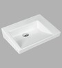 Rectangular Shape Ceramic White Wall Mounted Wash Basin (L: 22, W: 18, H: 8 Inches)
