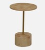 Jolanta Oak Burl Veneer & Metal Small Round End Table in Natural finish