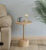 Jolanta Oak Burl Veneer & Metal Small Round End Table in Natural finish