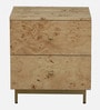 Jolanta Oak Burl Veneer 2 Drawers Side Table in Natural finish 