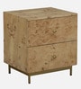 Jolanta Oak Burl Veneer 2 Drawers Side Table in Natural finish 
