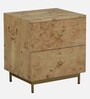 Jolanta Oak Burl Veneer 2 Drawers Side Table in Natural finish