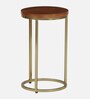Jolanta Oak Burl Veneer And Metal Nest Of Tables in Gold Finish