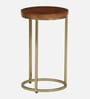 Jolanta Oak Burl Veneer And Metal Nest Of Tables in Gold Finish