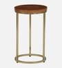Jolanta Oak Burl Veneer And Metal Nest Of Tables in Gold Finish