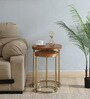 Jolanta Oak Burl Veneer And Metal Nest Of Tables in Gold Finish