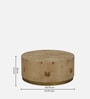 Jolanta Oak Burl Veneer Round Drum Coffee Table in Natural finish 