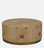 Jolanta Oak Burl Veneer Round Drum Coffee Table in Natural finish 