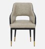 Jordi Arm Chair In Cream And Dark Grey Leatherette With Black Powder Coated Base
