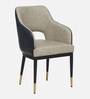 Jordi Arm Chair In Cream And Dark Grey Leatherette With Black Powder Coated Base