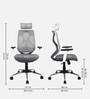 Jordi Breathable Mesh Ergonomic Chair with 2D Armrests & Adjustable Support in Grey Colour