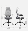 Jordi Breathable Mesh Ergonomic Chair with 2D Armrests & Adjustable Support in Grey Colour