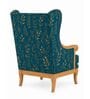 Joren Teak Wood Wing Chair With Suede Fabric In Teal Blue Joren Teak Wood Wing Chair With Suede Fabric In Teal Blue