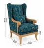 Joren Teak Wood Wing Chair With Suede Fabric In Teal Blue Joren Teak Wood Wing Chair With Suede Fabric In Teal Blue