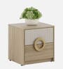 Jovana Bedside Table In Santano Oak & Bamboo Flute Colour In Melamine Finish