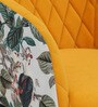 Jovanna Arm Chair In Floral Print and Yellow Colour Velvet Fabric With Black Powder Coated Base