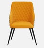 Jovanna Arm Chair In Floral Print and Yellow Colour Velvet Fabric With Black Powder Coated Base