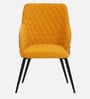 Jovanna Arm Chair In Floral Print and Yellow Colour Velvet Fabric With Black Powder Coated Base