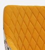 Jovanna Arm Chair In Floral Print and Yellow Colour Velvet Fabric With Black Powder Coated Base