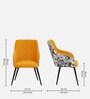 Jovanna Arm Chair In Floral Print and Yellow Colour Velvet Fabric With Black Powder Coated Base