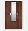 Joyce 3 Door Wardrobe With Mirror & Locker in Classic Walnut Finish