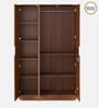 Joyce 3 Door Wardrobe With Mirror & Locker in Classic Walnut Finish